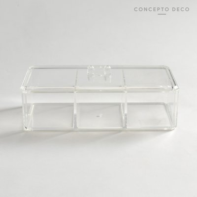 ACRÍLICO ORG TRIPLE C/TAPA CON DIVISIONES 23X9X7CM