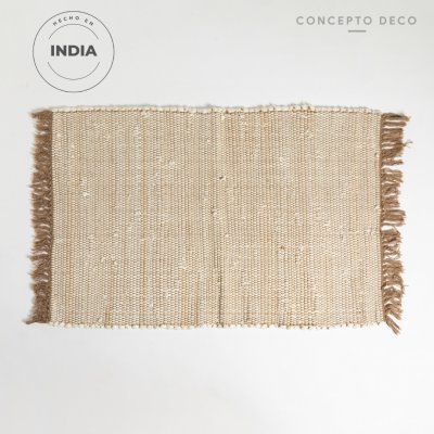 ALFOMBRA DECO INDIA ALGODÓN CRUDO 60X90CM