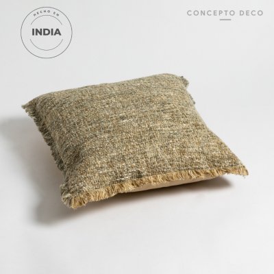 FUNDA DE ALMOHADON INDIA GRIS 45X45CM