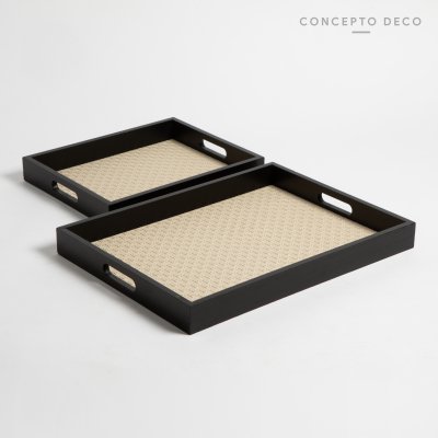 BANDEJA X2 SIMIL CUERO G:40X30 C:30X24CM