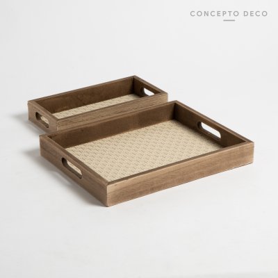 BANDEJA X2 SIMIL CUERO G:30X24 C:24,5X12CM