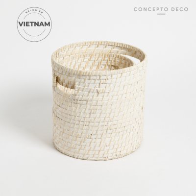 SETX2 CANASTO RATTAN BLANCO G:25X25,5 C:21,5X22