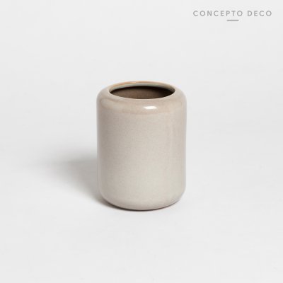 PORTACEPILLO CERÁMICA CRAQUELADA BLANCO 10X6CM