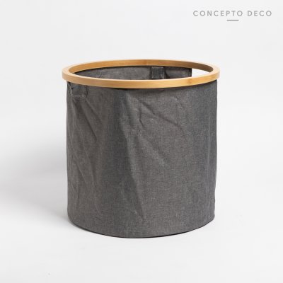 CESTO ORGANIZADOR GRIS BAMBOO REDONDO 37X36CM