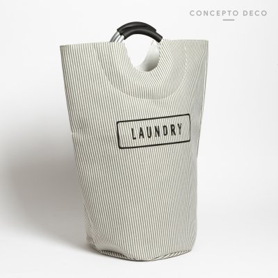 CESTO LAUNDRY RAYAS FINAS GRIS 56X28CM