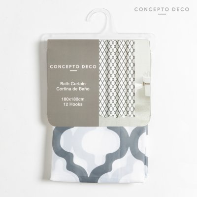 CORTINA ROMBOS GRIS 180X180 CM