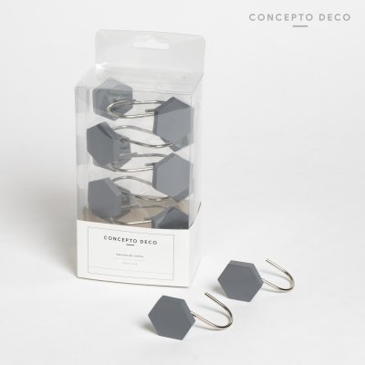 GANCHO X12 RESINA HEXAGONAL GRIS MATE