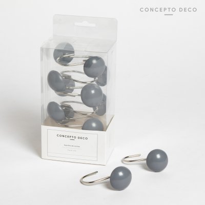 GANCHO X12 RESINA REDONDO GRIS MATE