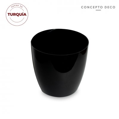 MACETA TURQUIA LISA NEGRO BRILLO 21CM H 22CM D