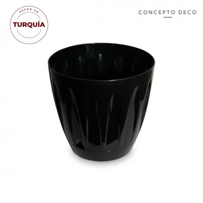 MACETA VETAS TURQUIA NEGRO BRILLO 21CM H 22CM DIAM
