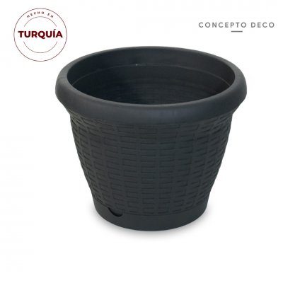 MACETA TURQUIA RATTAN GRIS MATE 22CM H 29CM D