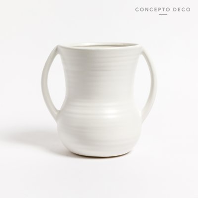 FLORERO VASIJA CERAMICA BLANCA 20X14CM