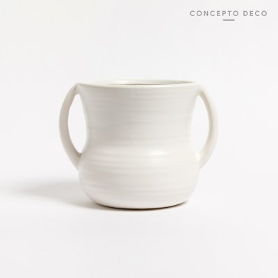 FLORERO VASIJA CERAMICA BLANCA 16X15CM