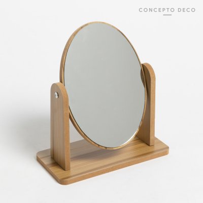 ESPEJO PIE MADERA OVAL CHICO 20X15CM