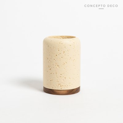 PORTACEPILLO SIMIL TRAVERTINO BEIGE 10,5X7CM