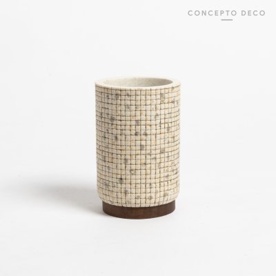 VASO VENECITA BEIGE REDONDO 11CM