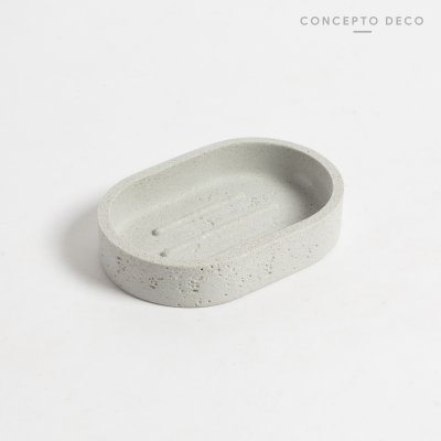 JABONERA SIMIL PIEDRA GRIS 12X3CM